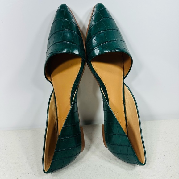 J.Crew Zoe crocodile-embossed d'Orsay flats in dark green size 5,5 - Picture 5 of 6